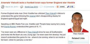 英名宿批評沃爾科特毫無進步：他缺乏足球頭腦