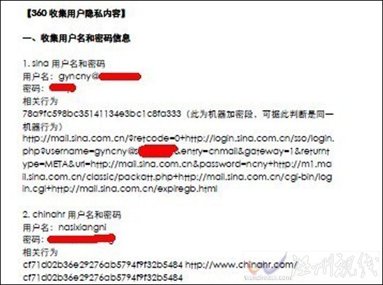 360竊取用戶隱私證據曝光:涉及百萬用戶帳號