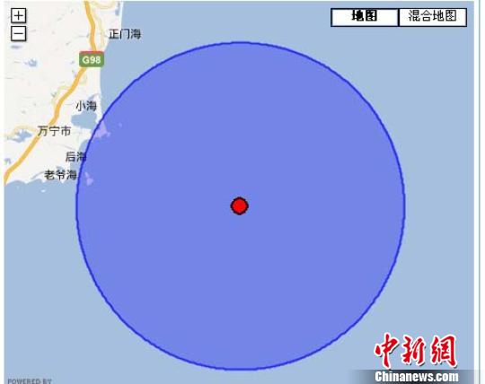 海南萬寧地震震中位置