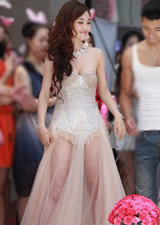 劉凡菲透視裙圖片 劉凡菲薄紗透視裙亮相驚呆張馨予