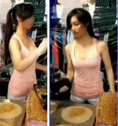 卷餅西施網絡走紅 身份引質疑