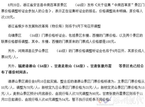 多個景區(qū)將漲價