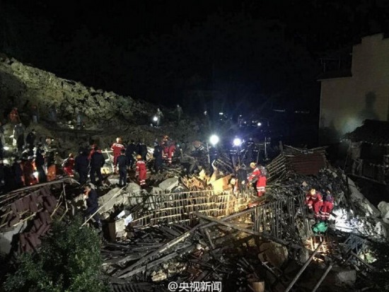 麗水山體滑坡救援現場