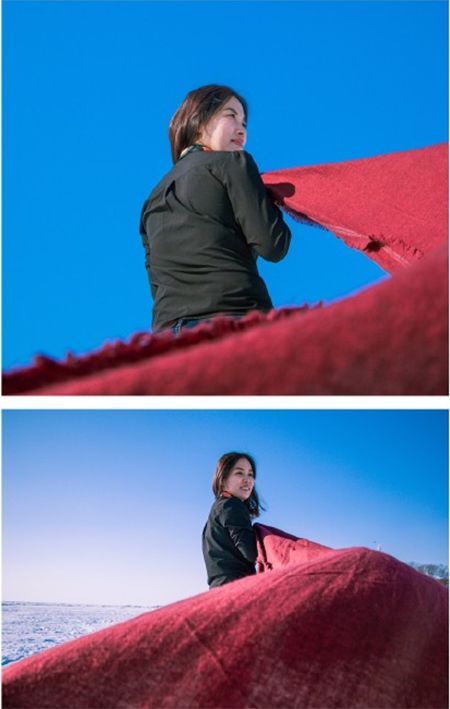 阿姨7條絲巾照相