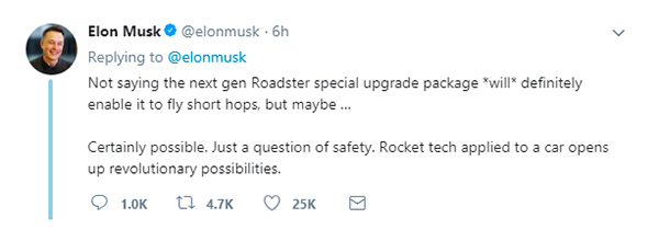 特斯拉新跑車能飛
