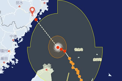 臺風黑格比路徑直指溫州 登陸溫州幾率很大
